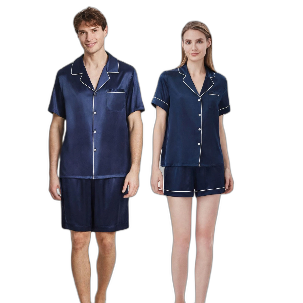 Couple's Short Sleeve Silk Pajama Set