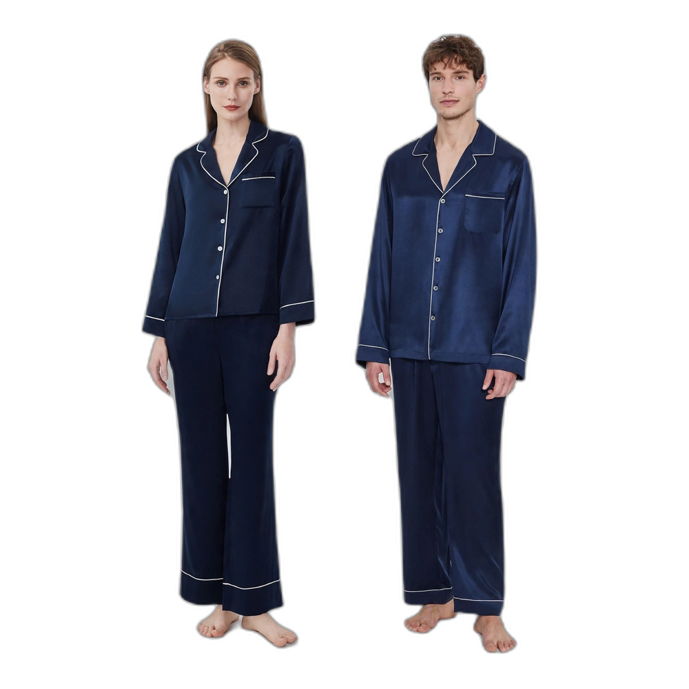 Couple Matching Long-Sleeve Silk Pajamas