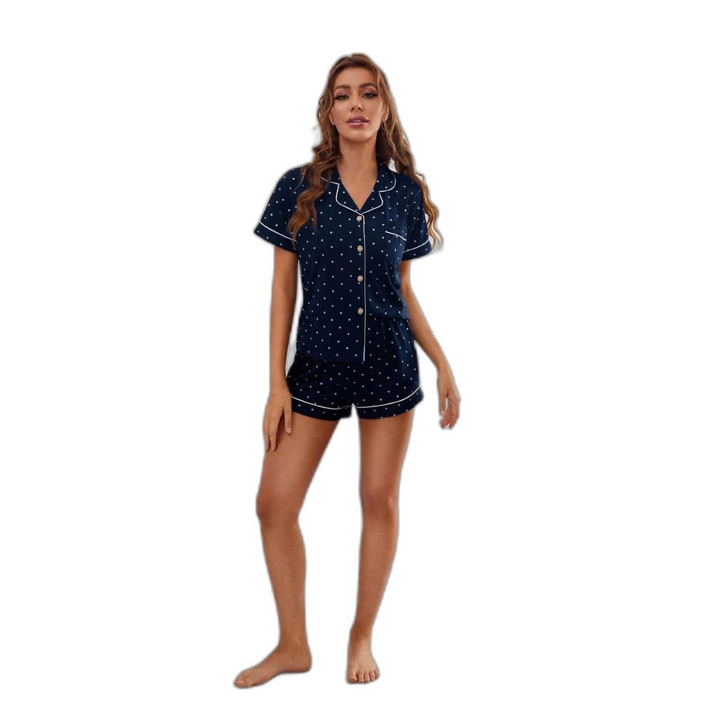 Polka Dot Button-Front Shorts Set