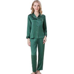 Women's Green Silk Pajama Set