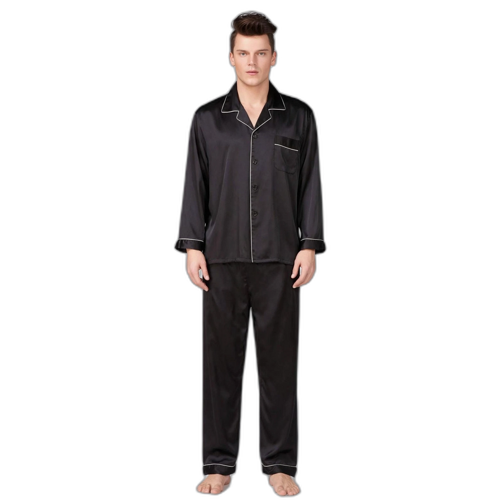 Men's Long-Sleeve Silk Pajama Set