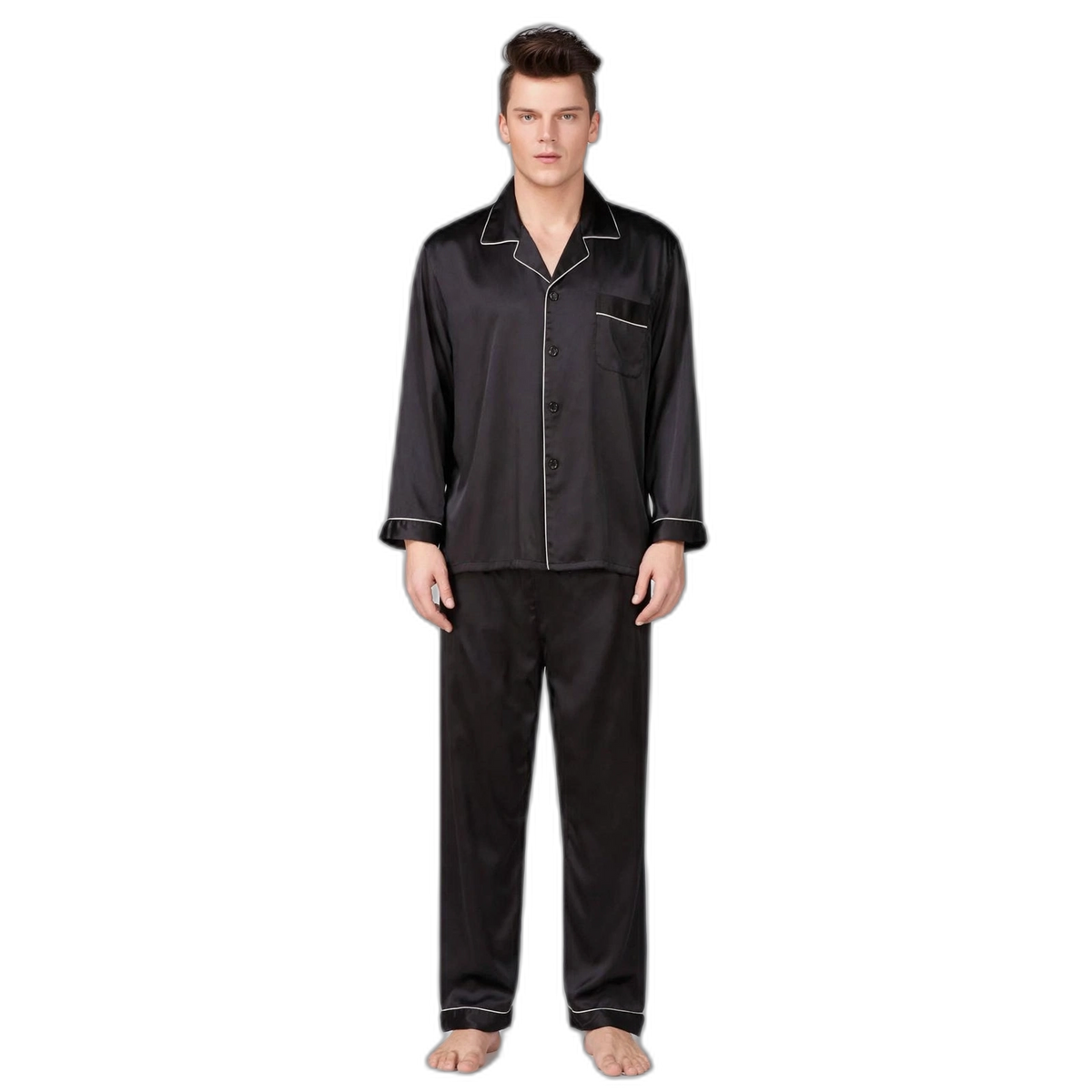 Men's Long-Sleeve Silk Pyjama Set