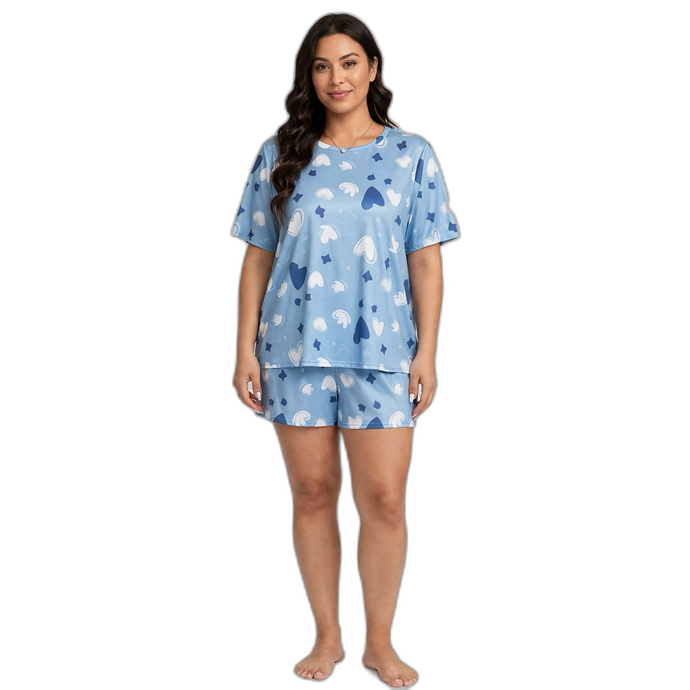 Plus Size Sweat-Absorbent T-Shirt and Shorts Set