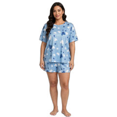 Plus Size Sweat-Absorbent T-Shirt and Shorts Set