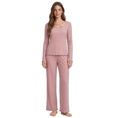 Asymmetric Long Sleeve Pajama Set