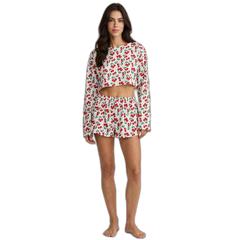Women's Summer Printed Long-Sleeve Shorts Set