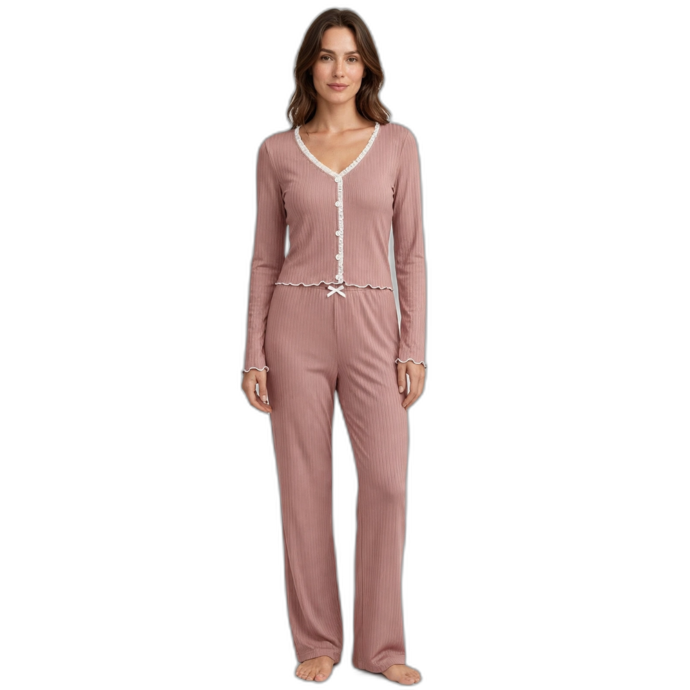 Women's Long-Sleeve Slim-Fit Pajama Set