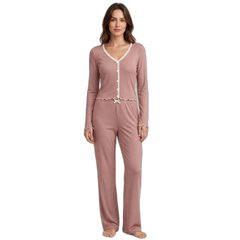 Women's Long-Sleeve Slim-Fit Pajama Set