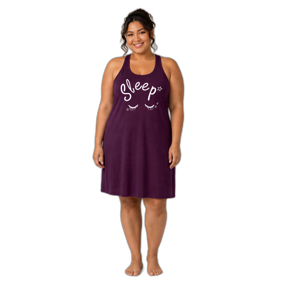 Sleepy Star Plus Size Pajama Dress Purple
