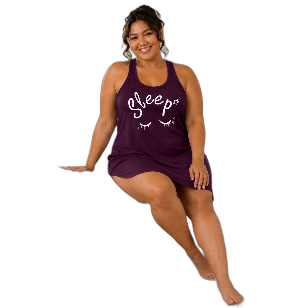 Sleepy Star Plus Size Pajama Dress – Purple