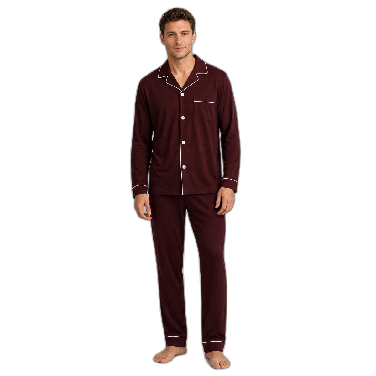 Men's Navy Cotton Button-Up Pajama Set