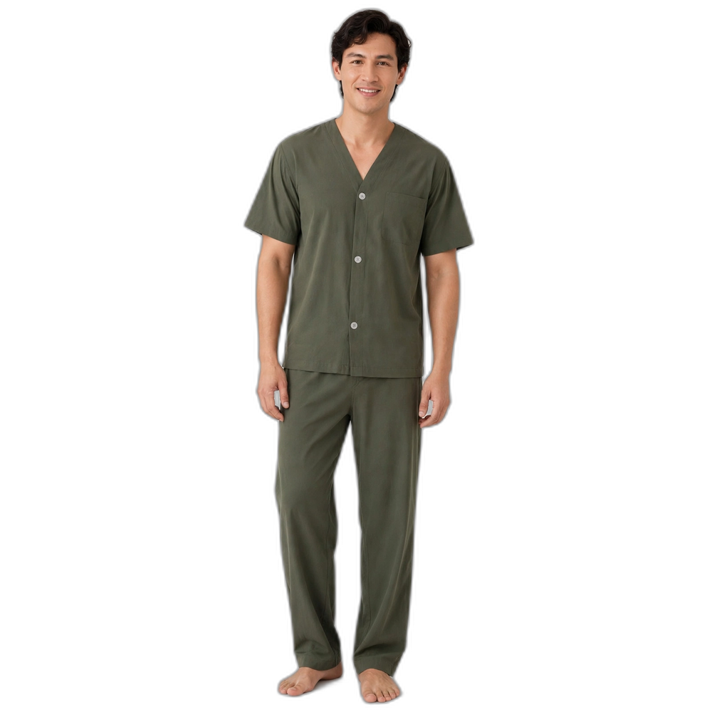Men's Navy White Check Broadcloth Pajama Set