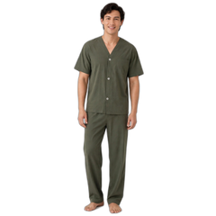 Men's Navy White Check Broadcloth Pajama Set