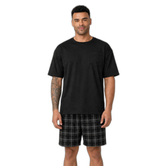 Men's Oversized Plaid Shorts Pajama Set