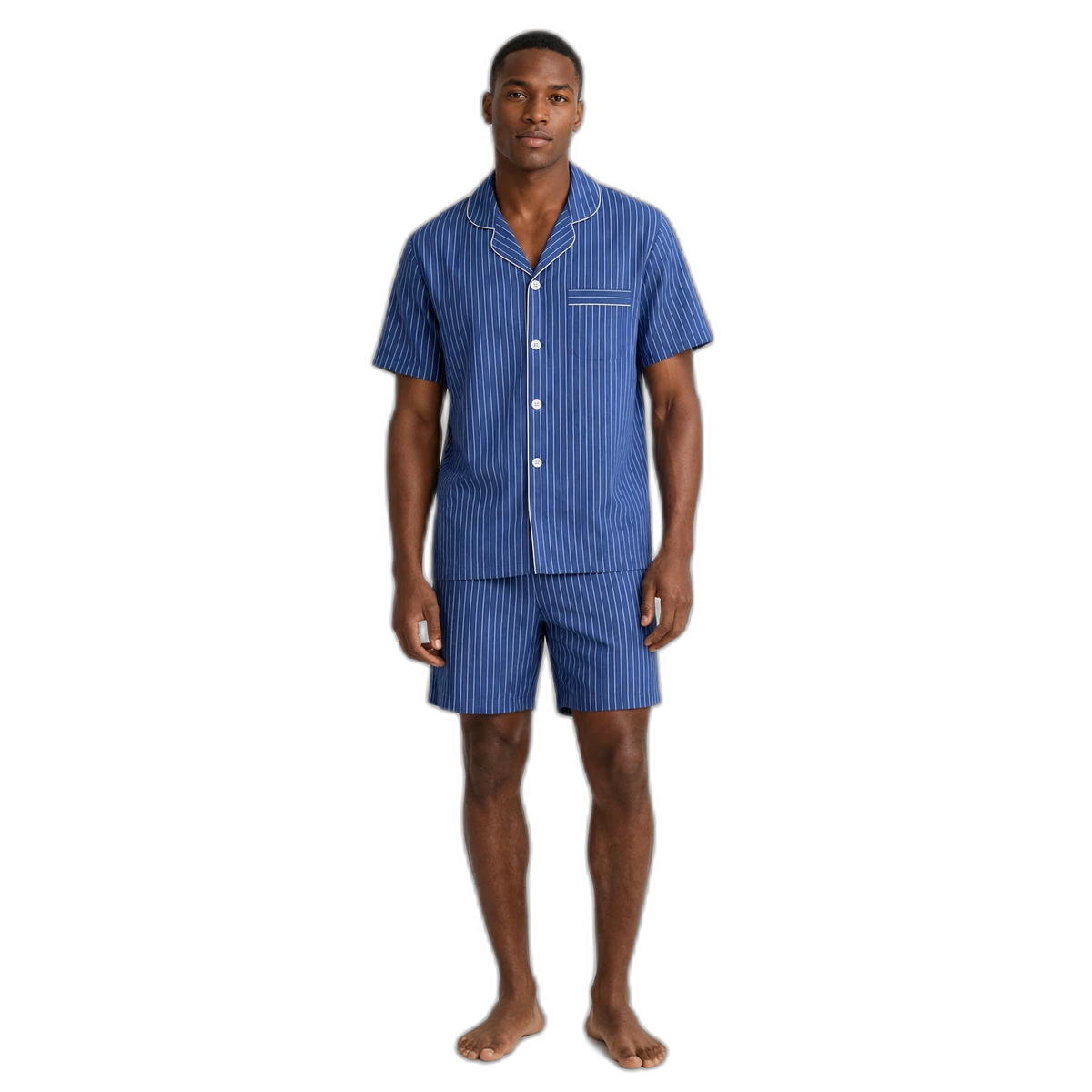 Men's Cool Blue Striped Short Sleeve Pajama Set