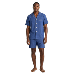 Men's Cool Blue Striped Short Sleeve Pajama Set