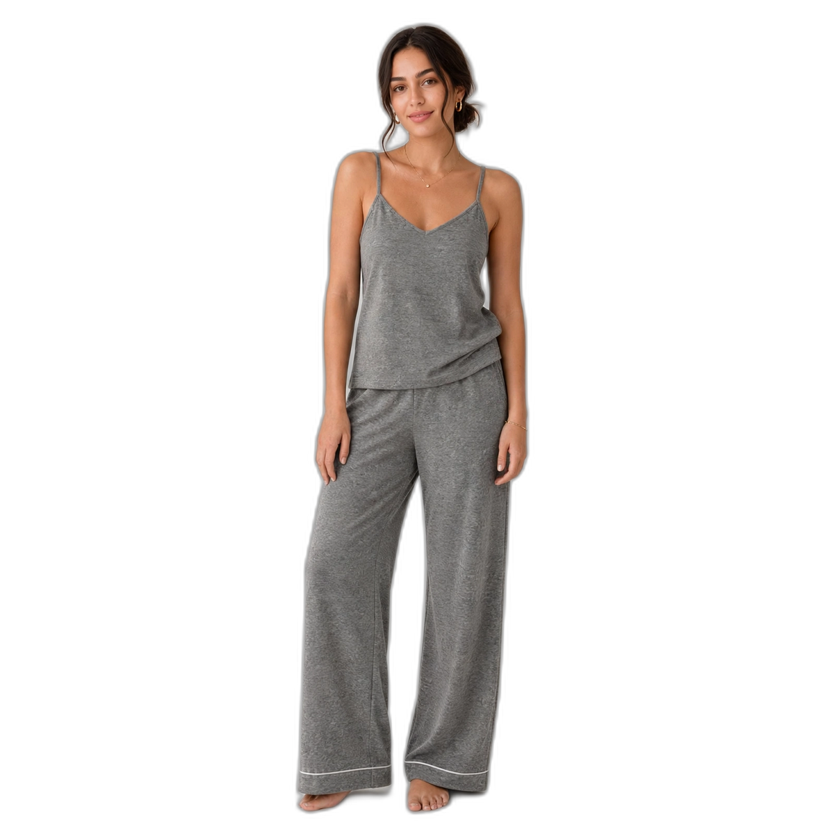 Plaid V-Neck Camisole Wide-Leg Pants Pajama Set