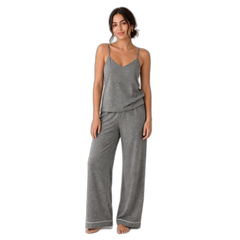 Plaid V-Neck Camisole Wide-Leg Pants Pajama Set