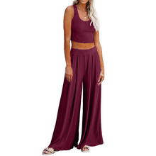 Load image into Gallery viewer, Wide Leg pyjamas with Matching Sleeveless Top
