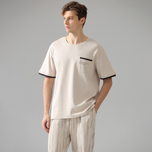 Load image into Gallery viewer, Pure Cotton Apricot Short Sleeved Men&#39;s Pyjamas Set
