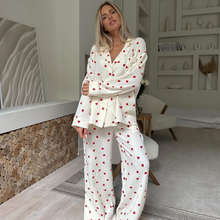 Load image into Gallery viewer, Love Print Pure Cotton Wide Leg pyjamas Set
