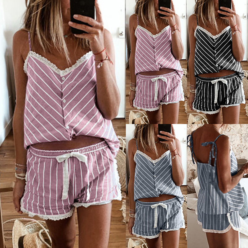 Women Summer Vest Shorts Pyjamas Set