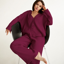 Load image into Gallery viewer, Two Piece Pure Cotton Wide Leg pyjamas Set
