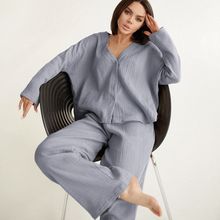 Load image into Gallery viewer, Two Piece Pure Cotton Wide Leg pyjamas Set
