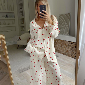 Love Print Pure Cotton Wide Leg pyjamas Set