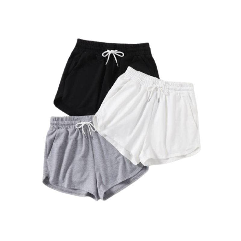 Women's 3-Pack Solid Drawstring Waist Shorts - model wearing