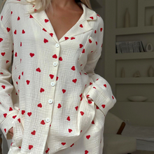 Load image into Gallery viewer, Love Print Pure Cotton Wide Leg pyjamas Set
