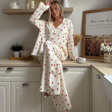 Load image into Gallery viewer, Love Print Pure Cotton Wide Leg pyjamas Set
