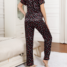 Load image into Gallery viewer, Heart Print Lapel Silk Pyjamas Set
