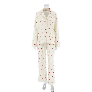 Love Print Pure Cotton Wide Leg pyjamas Set