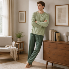 Load image into Gallery viewer, Minimalist Men’s Long Sleeve Pajama Set
