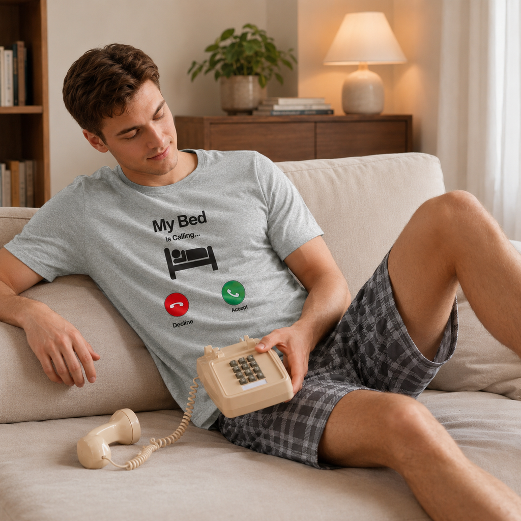 My Bed Is Calling Men’s Graphic Sleep T-Shirt