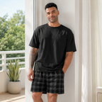 Easy Comfort Oversized Men’s Plaid Shorts Pajama Set