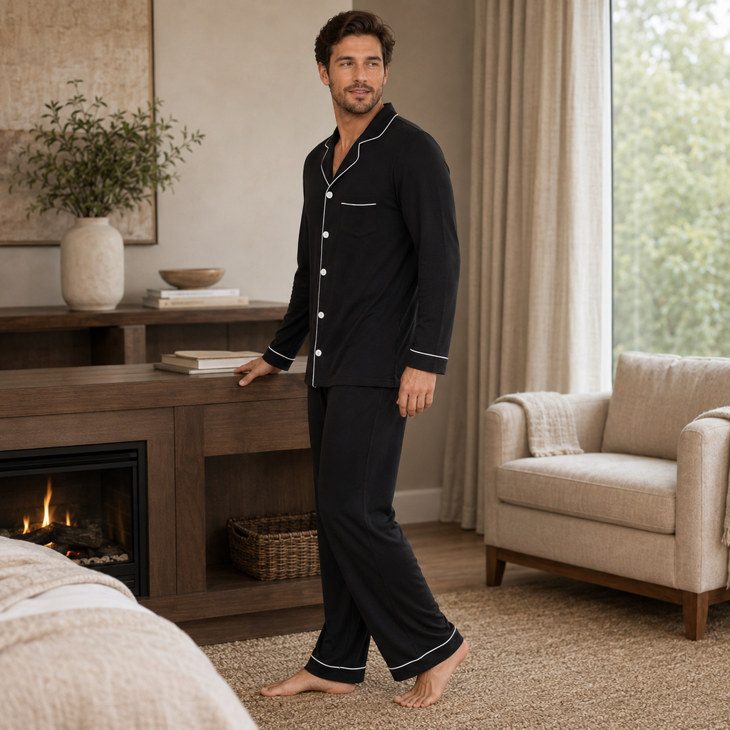 Men’s Ultra Soft Button-Down Lounge Pajama Set