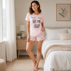 Let Me Sleep Women’s Graphic Pajama Shorts Set
