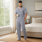 Men’s Navy White Check Broadcloth Pajama Set