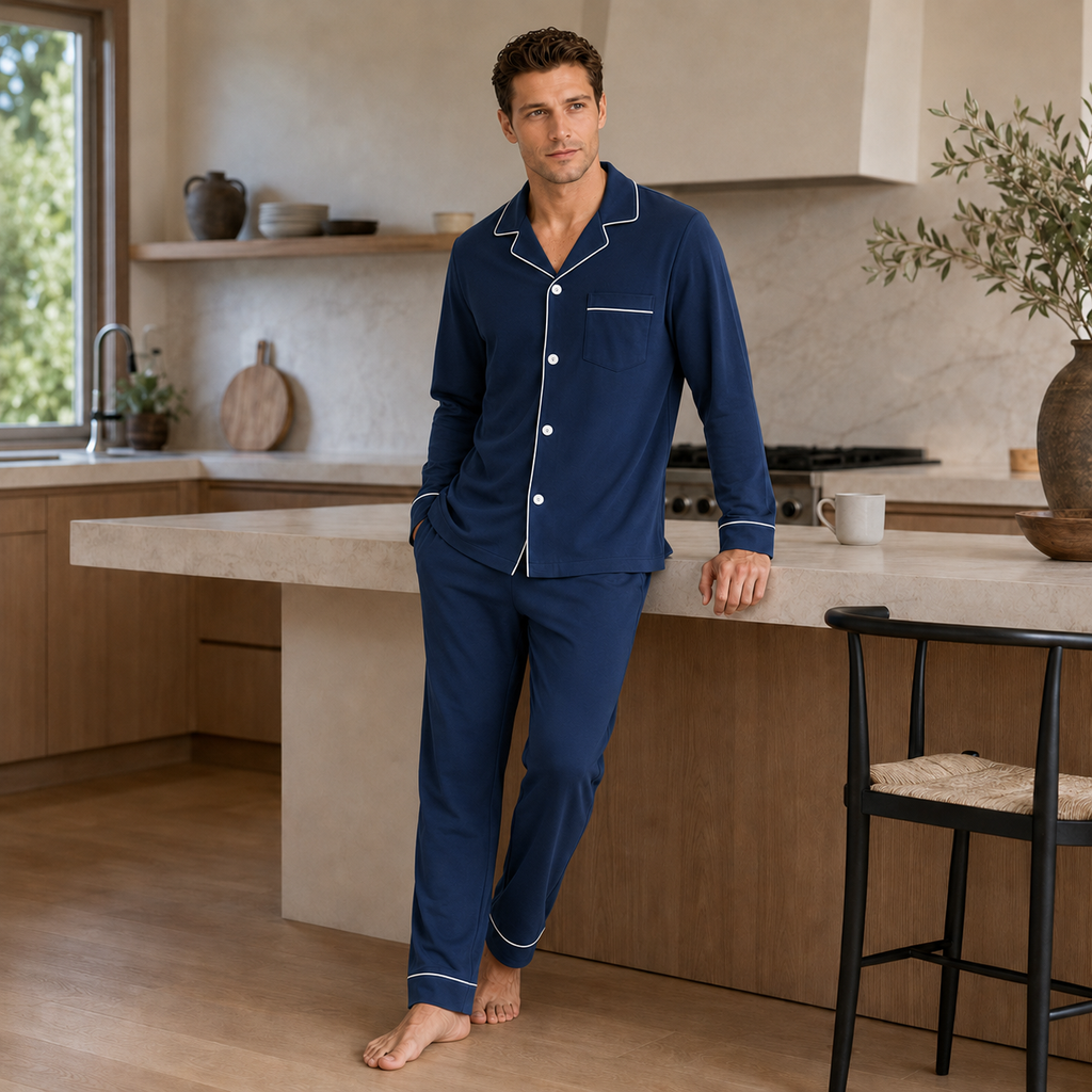 Men’s Cotton Button-Up Pajama Set