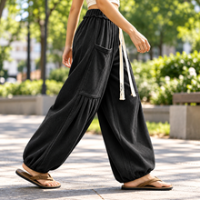 Load image into Gallery viewer, Women’s Ribbed Wide-Leg Cargo Pants with Drawstring Waist &amp; Pockets
