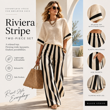 Load image into Gallery viewer, Women’s Relaxed Stripe Wide-Leg Pants &amp; Oversized Top Set
