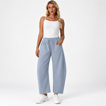 Load image into Gallery viewer, Women’s Relaxed Barrel-Leg Ankle Pants with Drawstring &amp; Pockets
