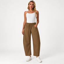 Load image into Gallery viewer, Women’s Relaxed Barrel-Leg Ankle Pants with Drawstring &amp; Pockets
