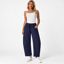 Load image into Gallery viewer, Women’s Relaxed Barrel-Leg Ankle Pants with Drawstring &amp; Pockets

