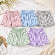 Load image into Gallery viewer, Women’s High-Waist Gingham Ruffle Pajama Shorts
