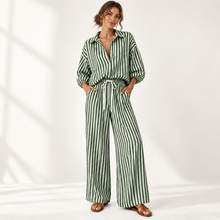 Load image into Gallery viewer, Coastal Stripe Relaxed Shirt &amp; Wide-Leg Pants Set
