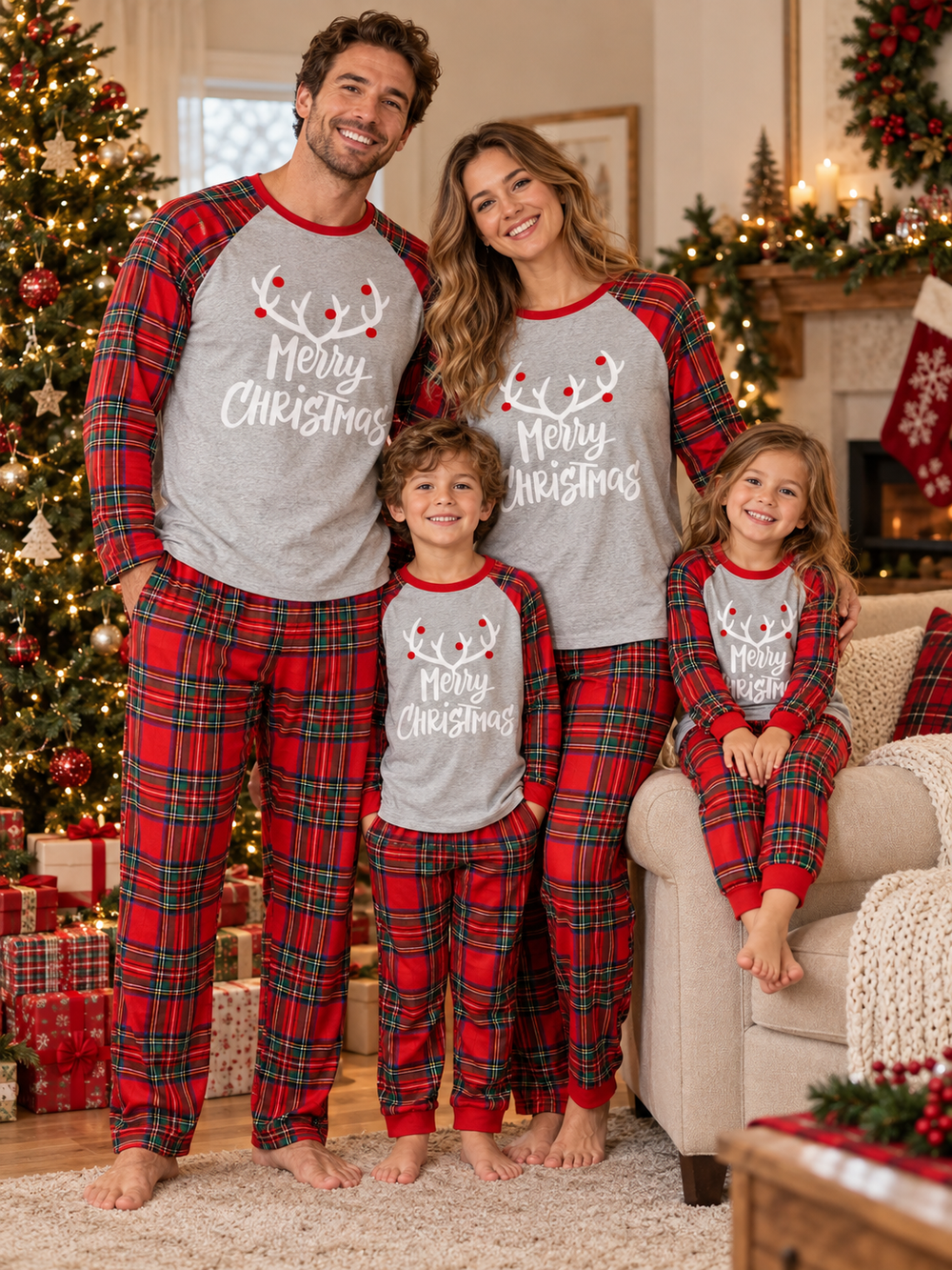 Christmas Deer Print Pajama Set