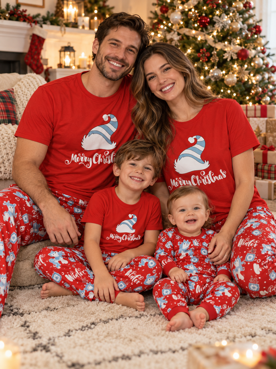 Christmas Hat Print Family Pyjama Set